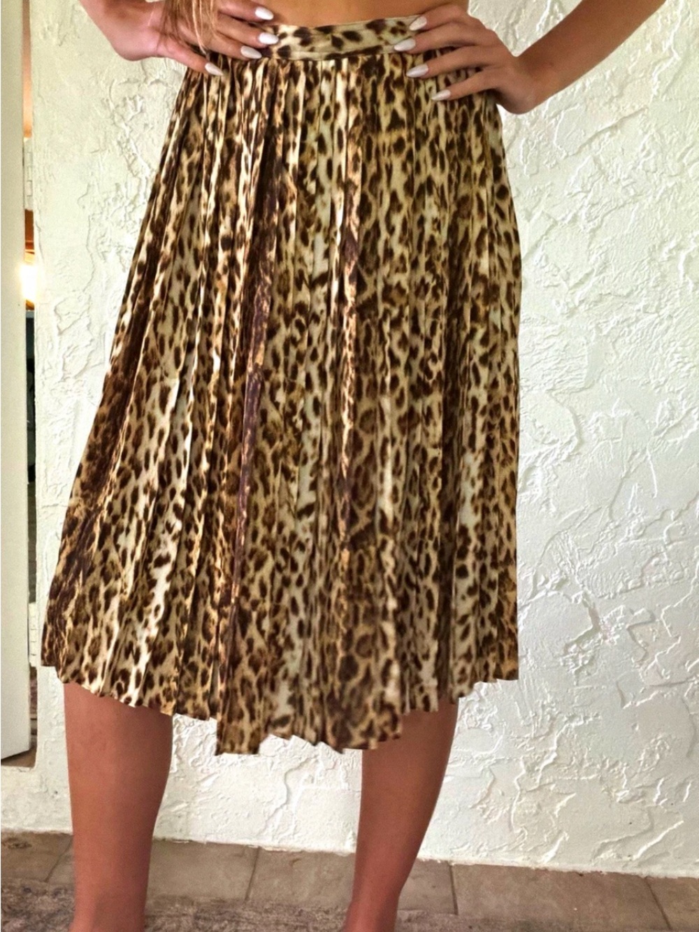 JCrew Womens 6 Leopard Pleated Midi Skirt Animal Print Professional Festive
